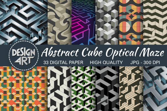 Abstract Cube Optical Maze Pattern
