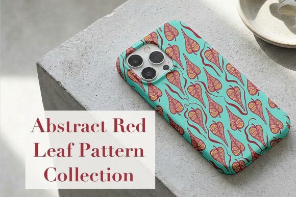 Abstract Red Leaf Pattern Collection