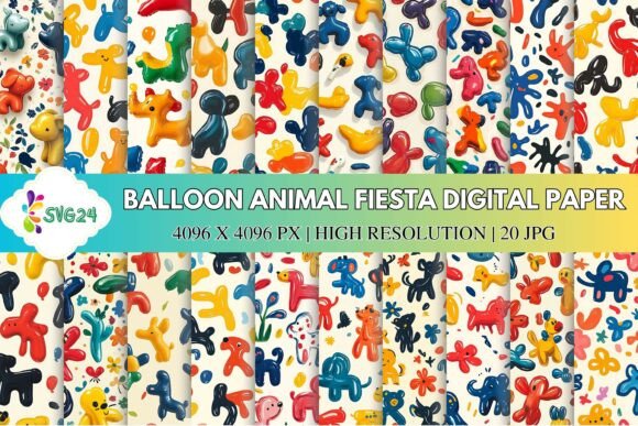 Balloon Animal Fiesta Digital Paper