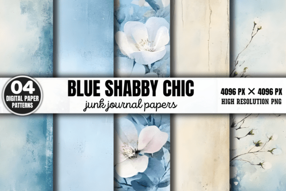 Blue Shabby Chic Junk Journal Paper 4: A Creative Resource for Digital and Physical Projects