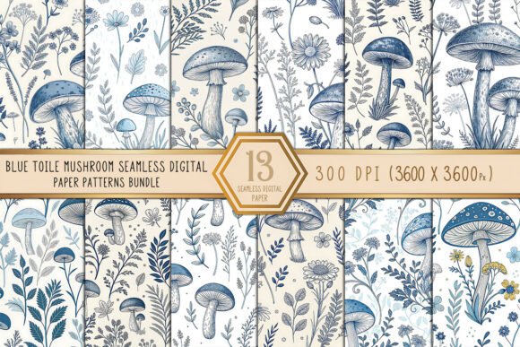 Blue Toile Mushroom Seamless Digital: A Versatile Design for Creative Projects