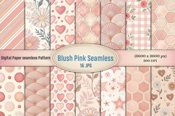 Blush Pink Seamless Digital Paper Bundle