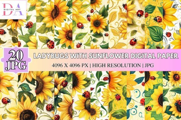 Bringing Summer to Your Creative Projects with Ladybugs with Sunflower Digital Paper