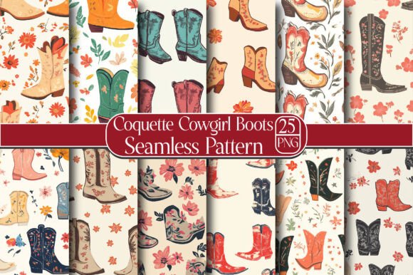 Coquette Cowgirl Boots Seamless Pattern: A Versatile Design for Creative Projects
