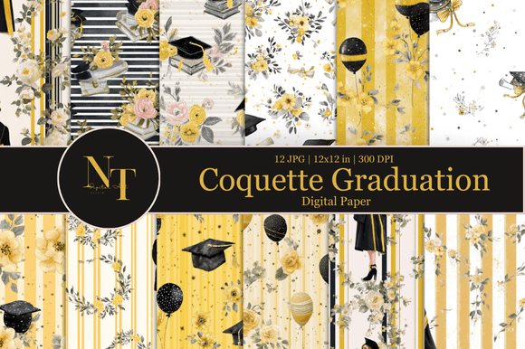 Coquette Graduation Digital Paper: Elegant Designs for a Feminine Celebration