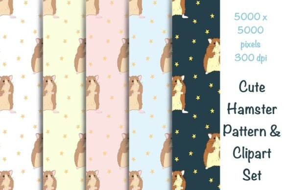 Cute Hamster Pattern Clipart Set
