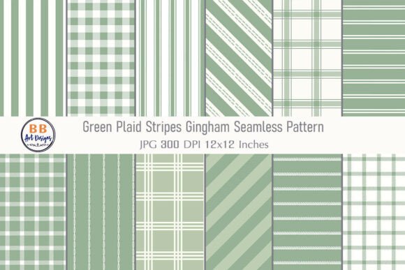 Green Plaid Stripe Gingham Pattern Paper