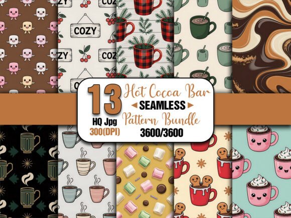 Hot Cocoa Bar Seamless Pattern: A Cozy Addition to Your Creative Projects
