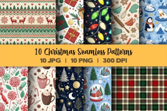 Mixed Christmas Pattern Bundle – 10 Styl
