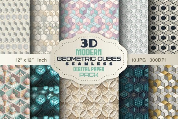Modern 3D Geometric Cube Hexagon Pack