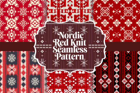 Nordic Red Knit Seamless Pattern