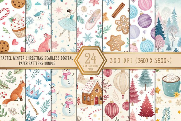 Pastel Winter Christmas Digital Paper