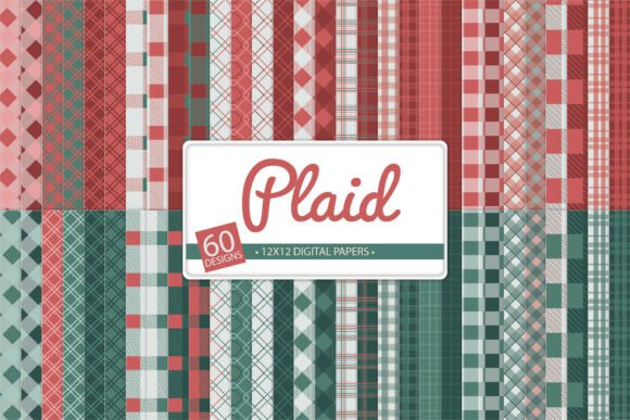 Red Green Plaid Digital Paper Bundle