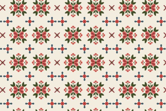 Scandi Folk Floral Seamless Pattern