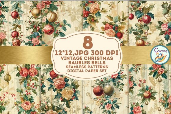Seamless Paper Vintage Christmas Bells: A Versatile Digital Design for All Occasions