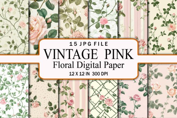 Vintage Pink Floral Digital Paper