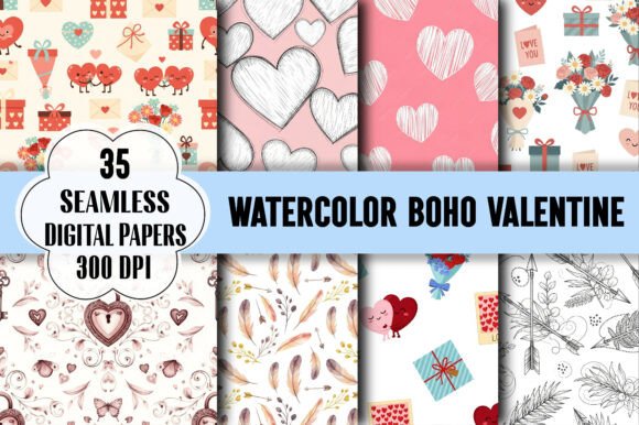 Watercolor Boho Valentine Seamless: A Versatile Design for Creative Expression