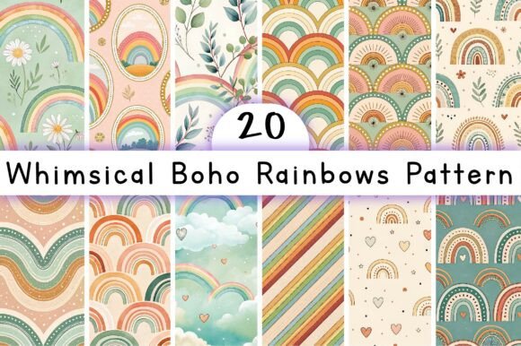 Whimsical Boho Rainbows Pattern: A Burst of Color for Creative Projects